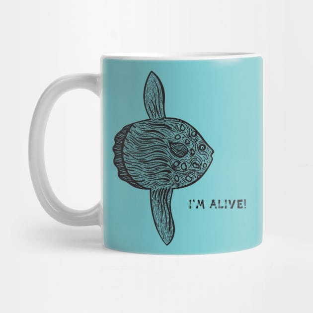 Ocean Sunfish or Mola - I'm Alive! - meaningful fish design by Green Paladin